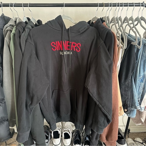 Balenciaga Sinners Black Hoodie with Red and Gold Embroidery L - Picture 15 of 16